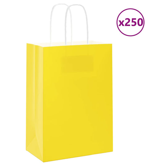 Papiertragetaschen 250 Stk. mit Henkeln Gelb 15x8x21 cm