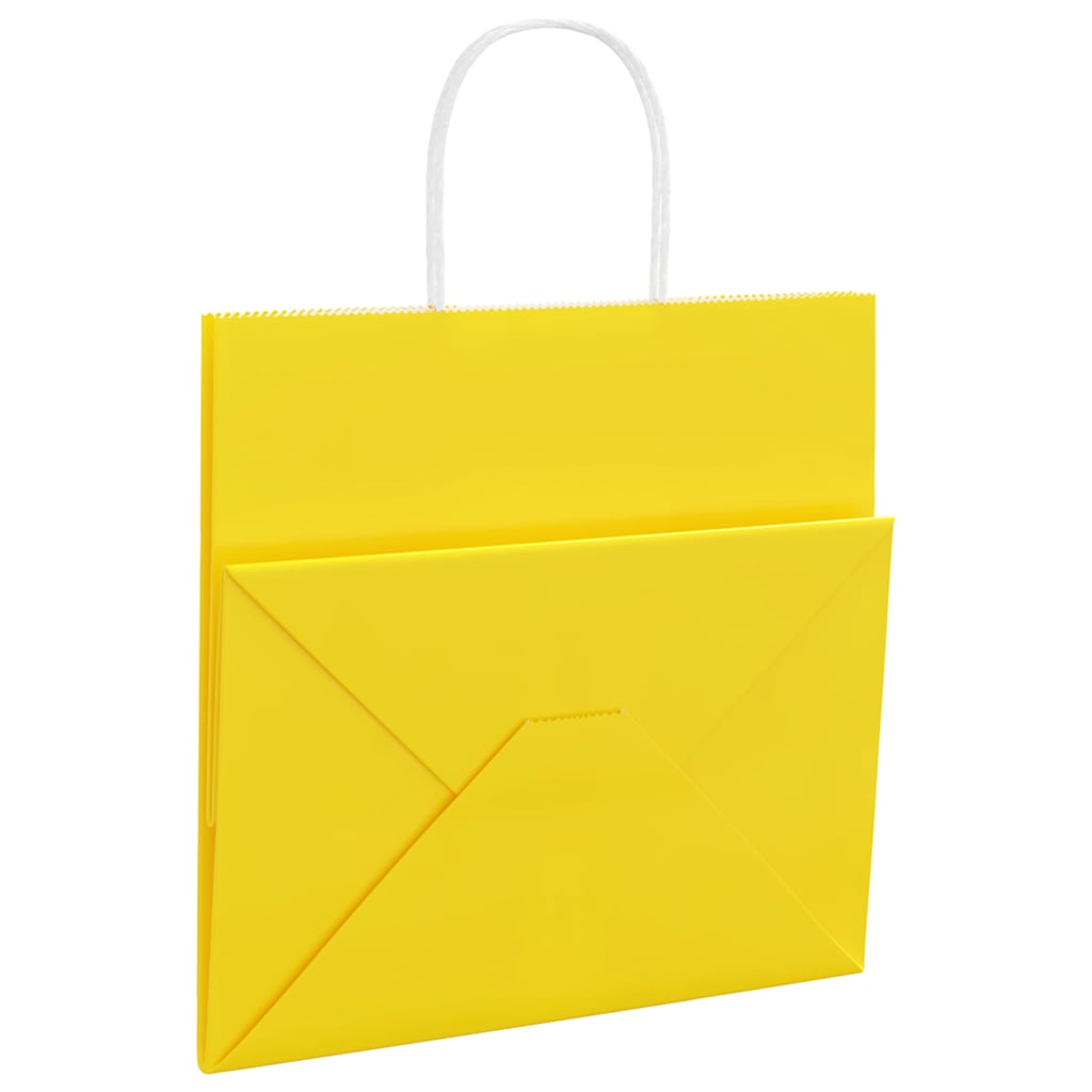 Papiertragetaschen 250 Stk. mit Henkeln Gelb 21x11x36 cm