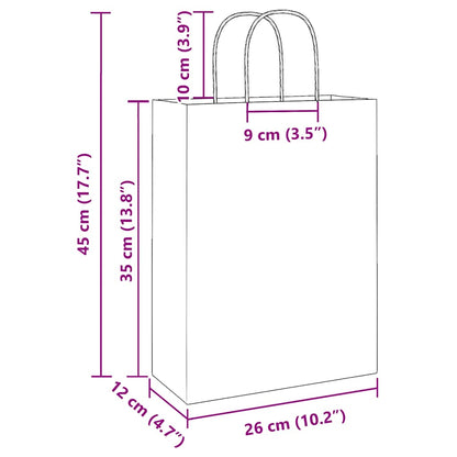 Papiertragetaschen 250 Stk. mit Henkeln Gelb 26x12x35 cm