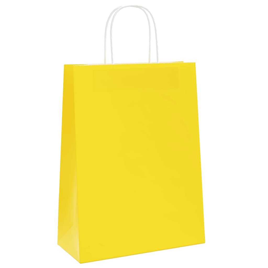 Papiertragetaschen 250 Stk. mit Henkeln Gelb 26x12x35 cm