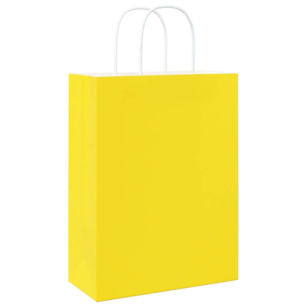 Papiertragetaschen 250 Stk. mit Henkeln Gelb 26x12x35 cm
