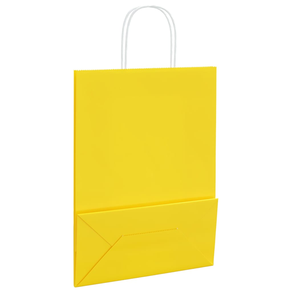 Papiertragetaschen 250 Stk. mit Henkeln Gelb 26x12x35 cm