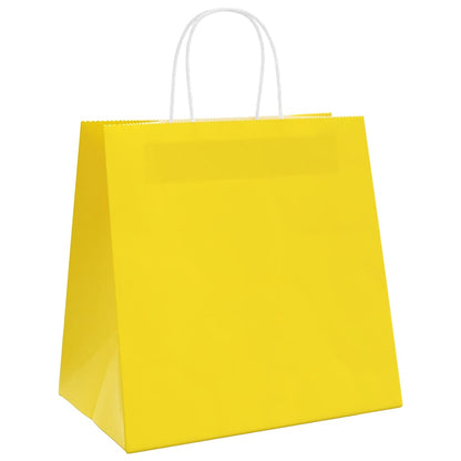 Papiertragetaschen 250 Stk. mit Henkeln Gelb 26x17x25 cm