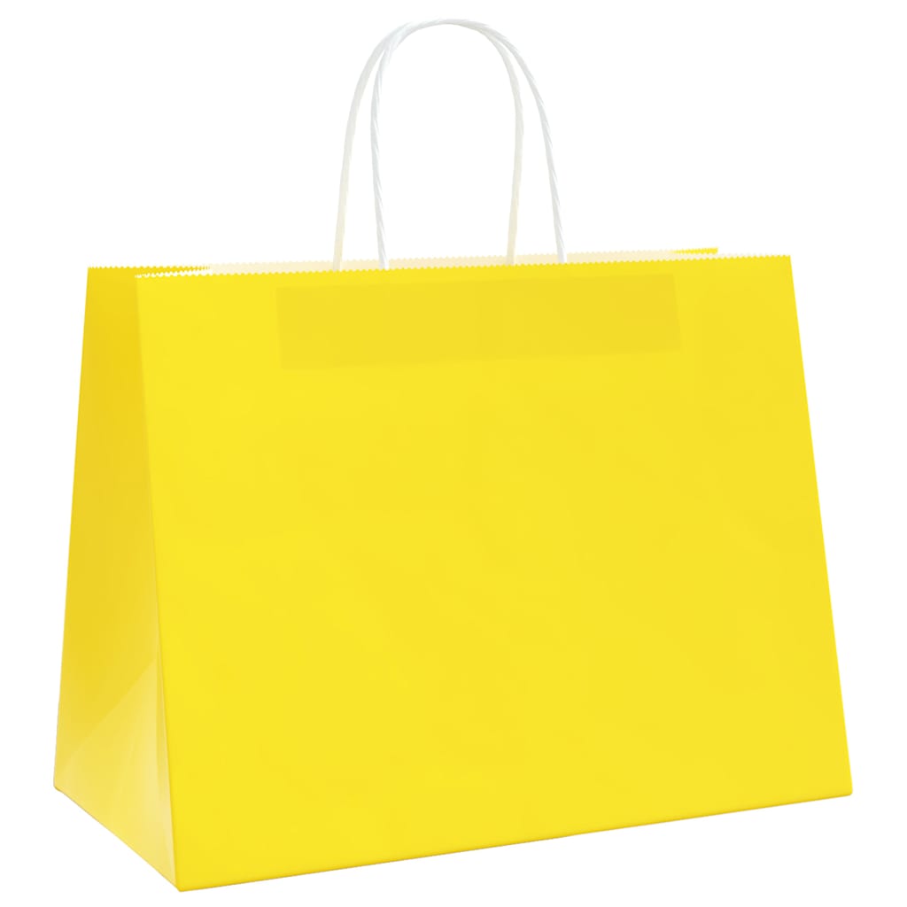 Papiertragetaschen 250 Stk. mit Henkeln Gelb 32x17x25 cm