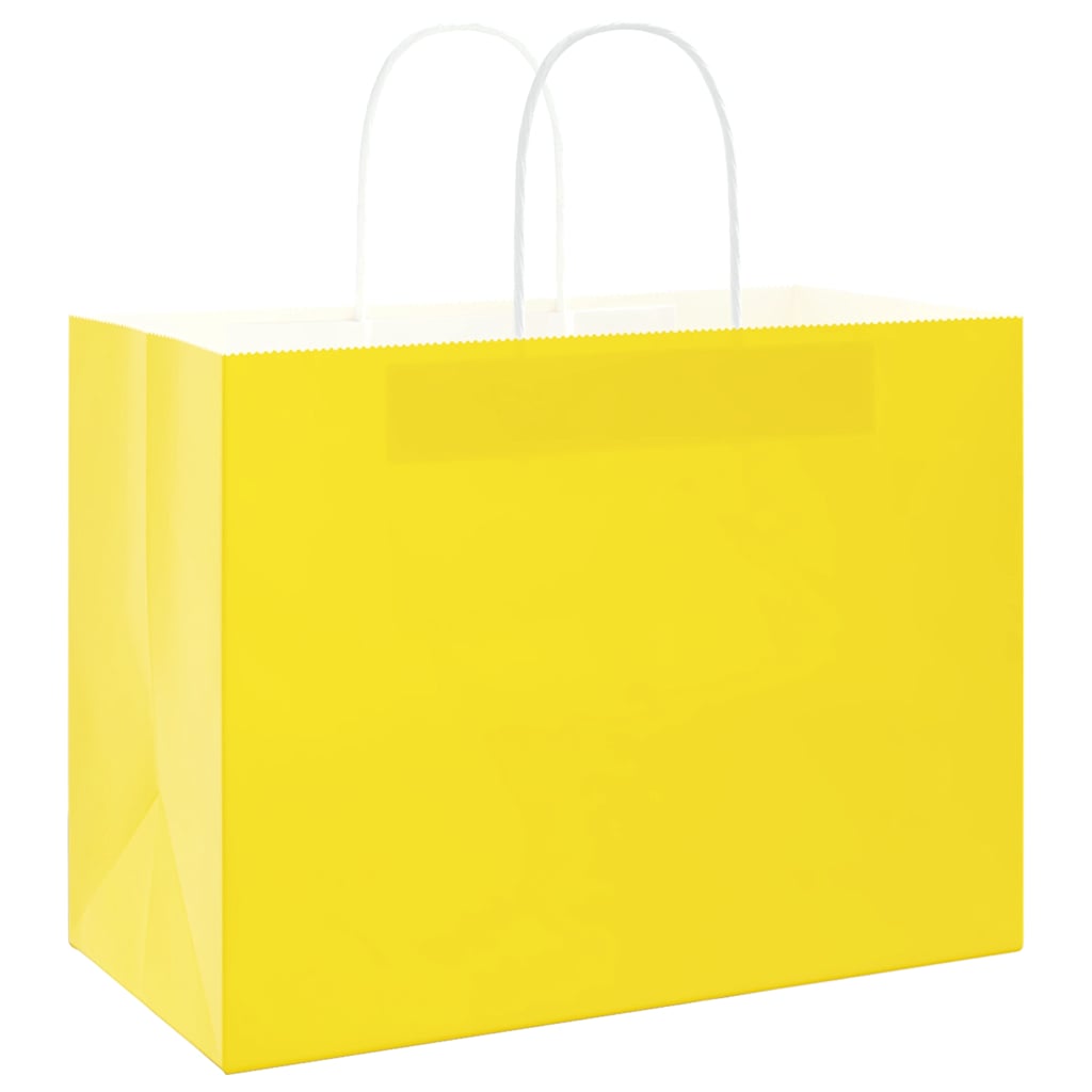 Papiertragetaschen 250 Stk. mit Henkeln Gelb 32x17x25 cm