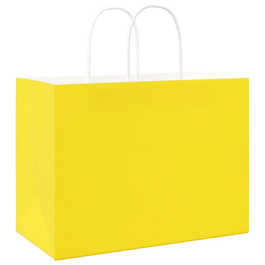 Papiertragetaschen 250 Stk. mit Henkeln Gelb 32x17x25 cm
