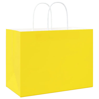 Papiertragetaschen 250 Stk. mit Henkeln Gelb 32x17x25 cm