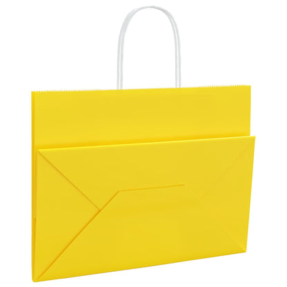 Papiertragetaschen 250 Stk. mit Henkeln Gelb 32x17x25 cm