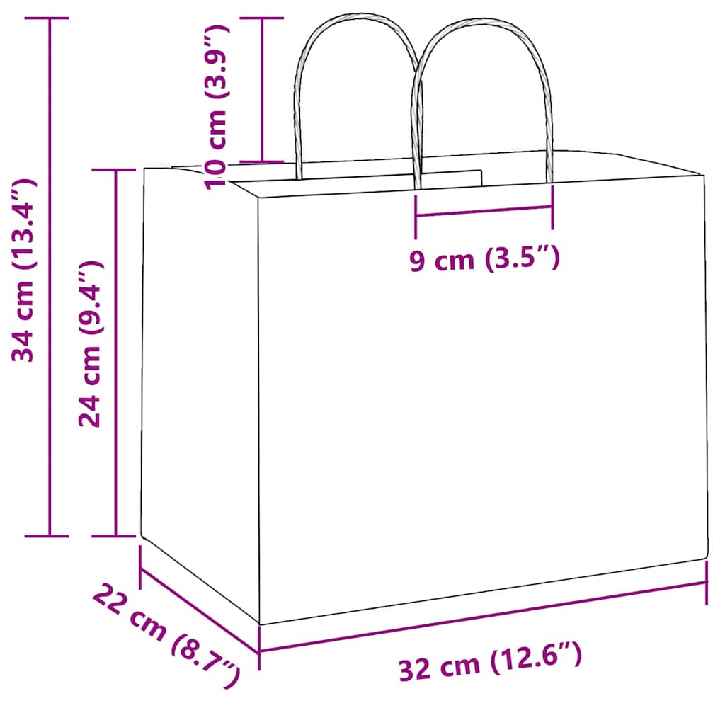 Papiertragetaschen 250 Stk. mit Henkeln Gelb 32x22x24 cm