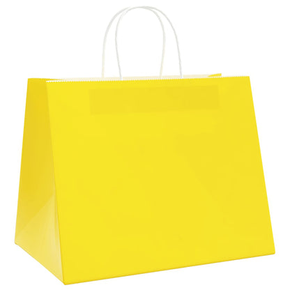 Papiertragetaschen 250 Stk. mit Henkeln Gelb 32x22x24 cm