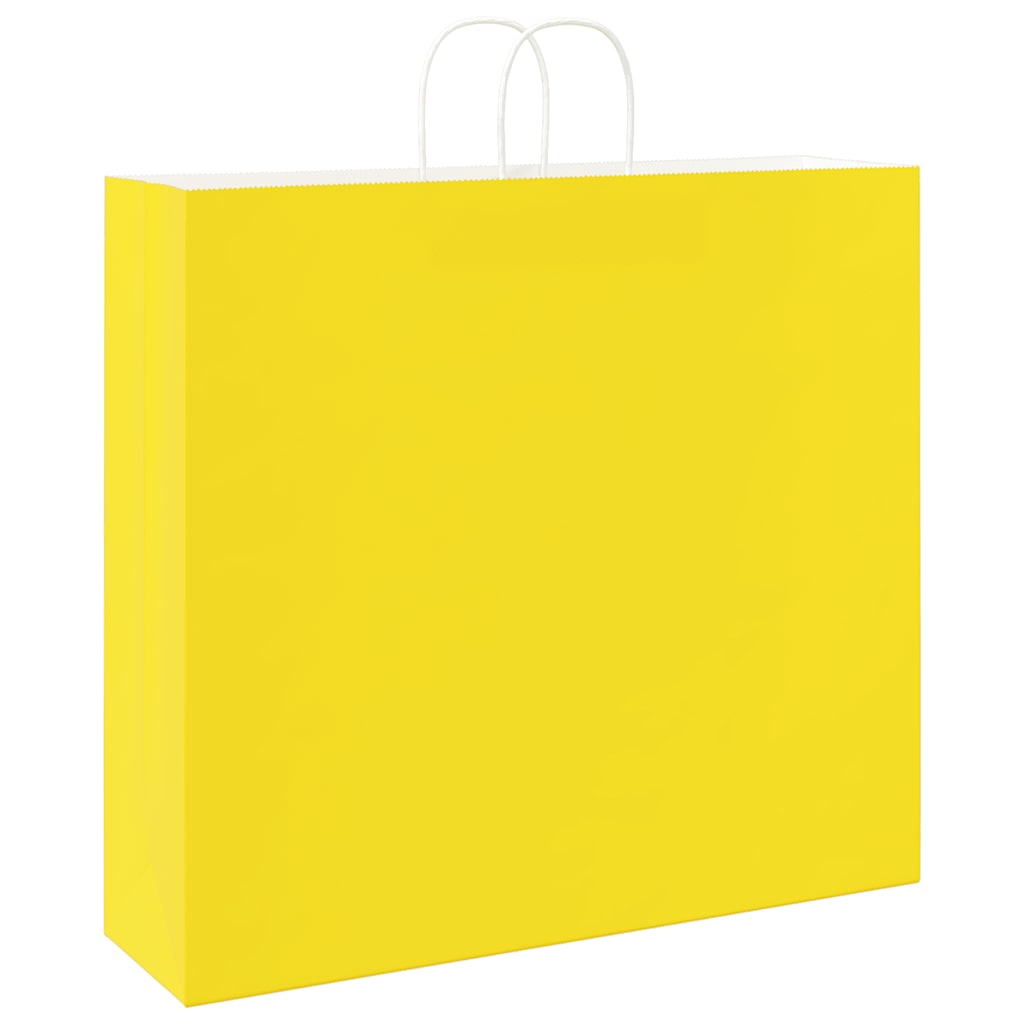 Papiertragetaschen 250 Stk. mit Henkeln Gelb 54x15x49 cm