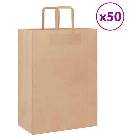 Papiertragetaschen 50 Stk. mit Henkeln Braun 32x17x44 cm