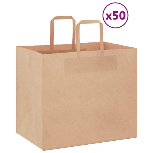 Papiertragetaschen 50 Stk. mit Henkeln Braun 32x22x28 cm