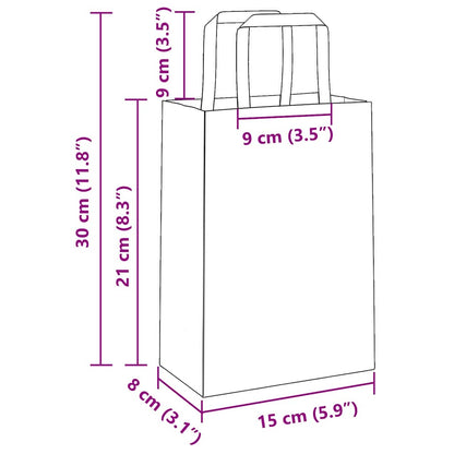 Papiertragetaschen 250 Stk. mit Henkeln Braun 15x8x21 cm