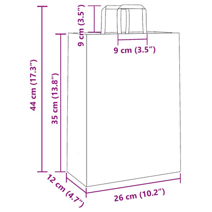 Papiertragetaschen 250 Stk. mit Henkeln Braun 26x12x35 cm
