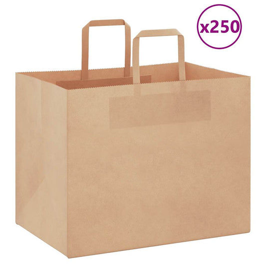 Papiertragetaschen 250 Stk. mit Henkeln Braun 32x22x24 cm