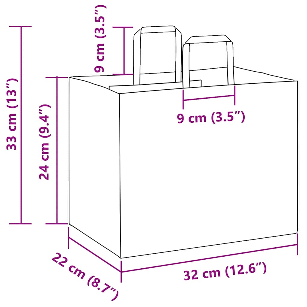 Papiertragetaschen 250 Stk. mit Henkeln Braun 32x22x24 cm