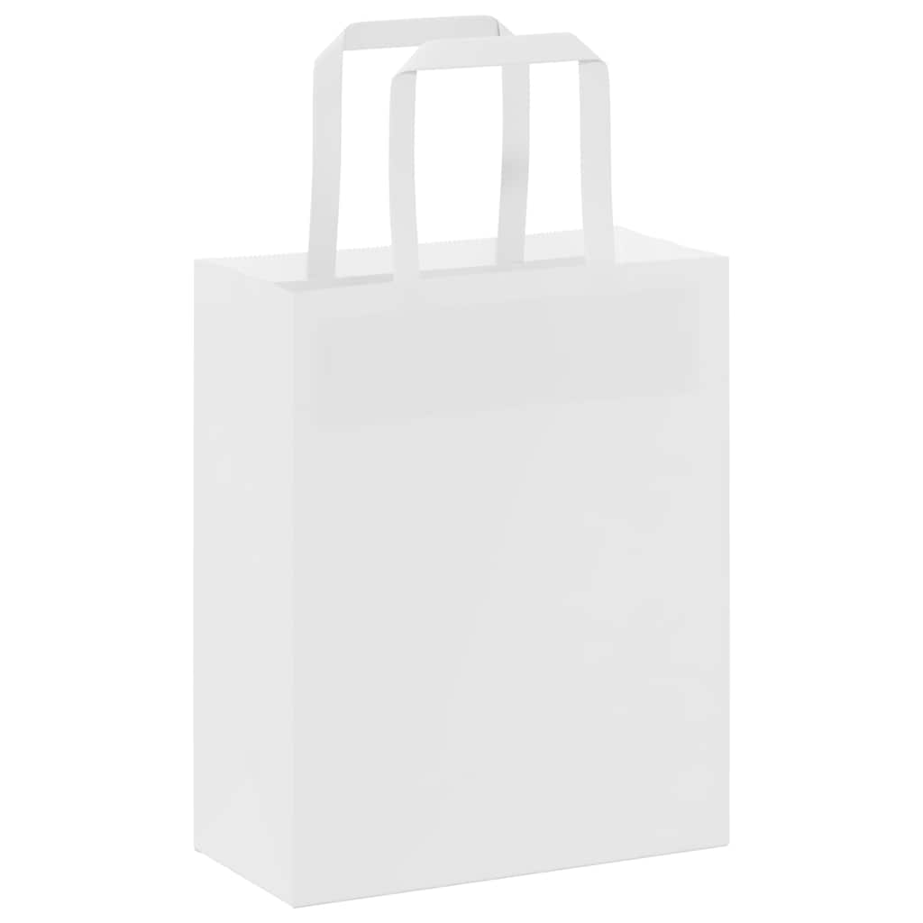 Papiertragetaschen 50 Stk. mit Henkeln Weiß 18x8x22 cm