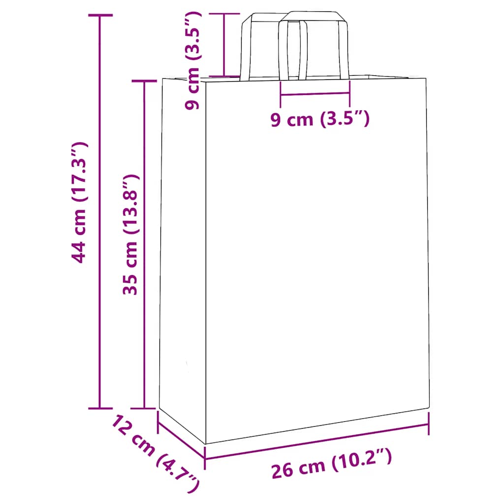 Papiertragetaschen 50 Stk. mit Henkeln Weiß 26x12x35 cm