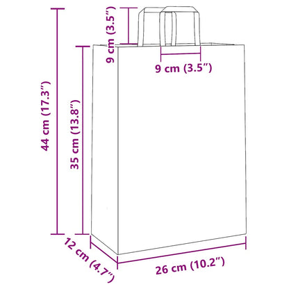 Papiertragetaschen 50 Stk. mit Henkeln Weiß 26x12x35 cm