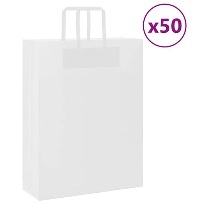 Papiertragetaschen 50 Stk. mit Henkeln Weiß 32x12x42 cm