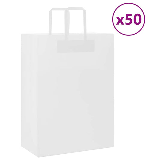 Papiertragetaschen 50 Stk. mit Henkeln Weiß 32x17x44 cm
