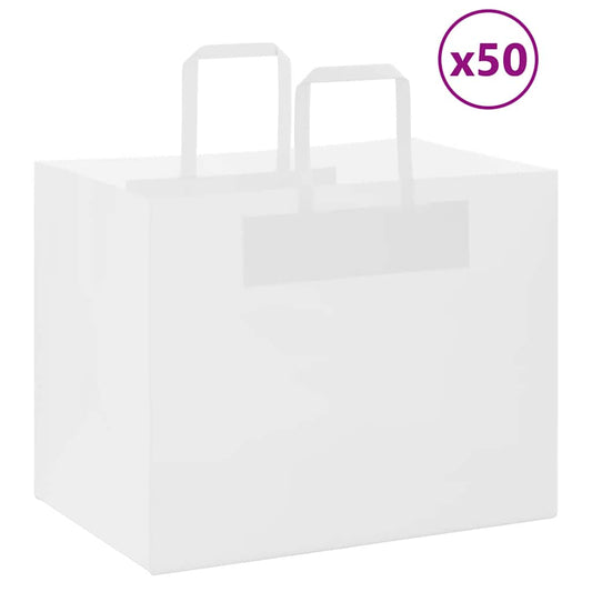 Papiertragetaschen 50 Stk. mit Henkeln Weiß 32x22x24 cm