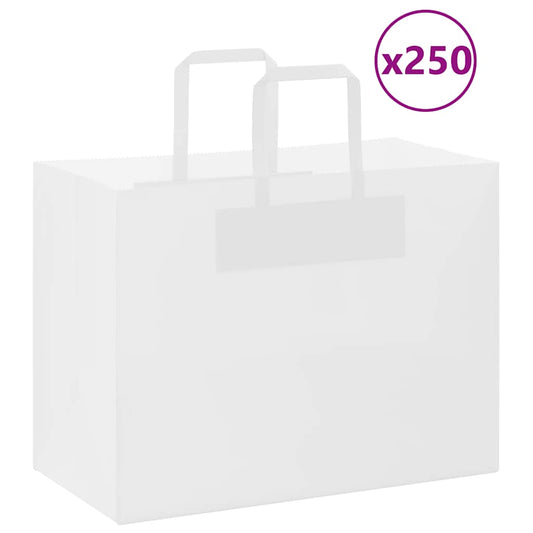 Papiertragetaschen 250 Stk. mit Henkeln Weiß 32x17x25 cm