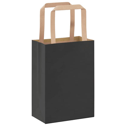 Papiertragetaschen 50 Stk. mit Henkeln Schwarz 15x8x21 cm