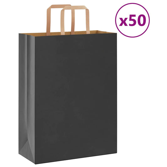 Papiertragetaschen 50 Stk. mit Henkeln Schwarz 26x12x35 cm