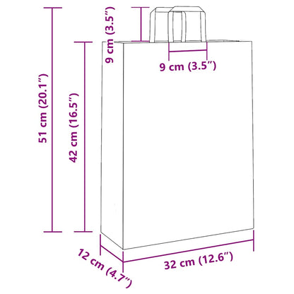 Papiertragetaschen 50 Stk. mit Henkeln Schwarz 32x12x42 cm