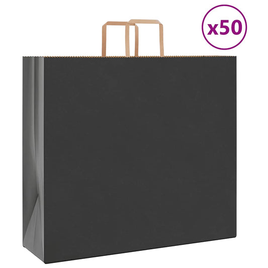Papiertragetaschen 50 Stk. mit Henkeln Schwarz 54x15x49 cm