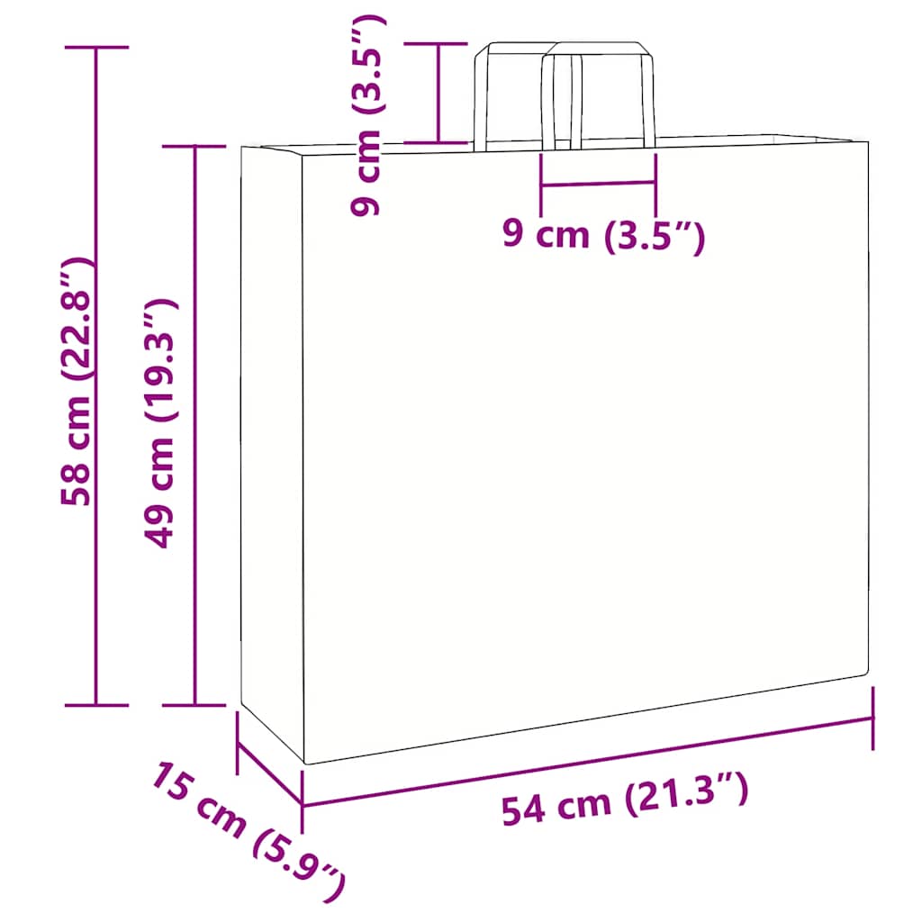 Papiertragetaschen 50 Stk. mit Henkeln Schwarz 54x15x49 cm