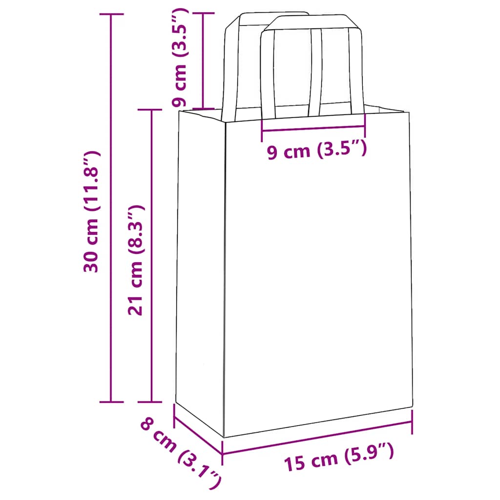 Papiertragetaschen 250 Stk. mit Henkeln Schwarz 15x8x21 cm