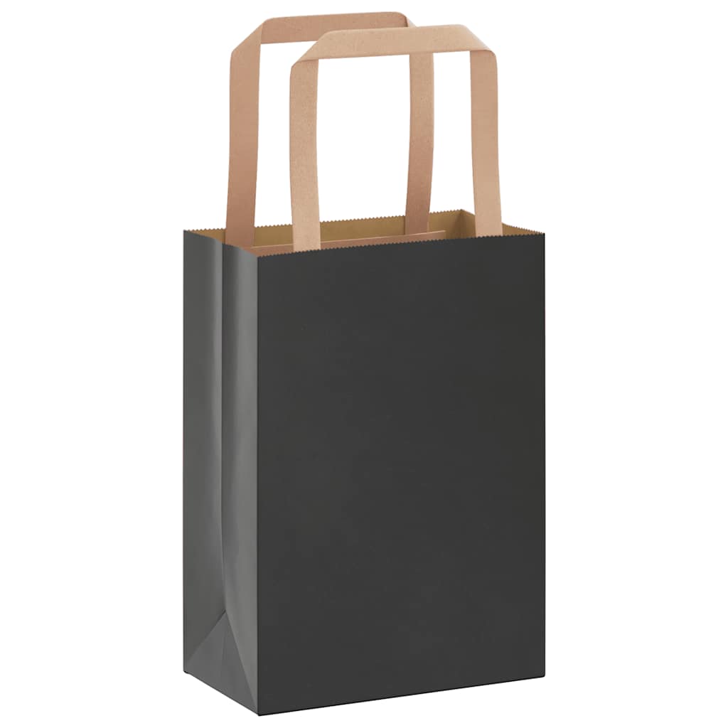 Papiertragetaschen 250 Stk. mit Henkeln Schwarz 15x8x21 cm