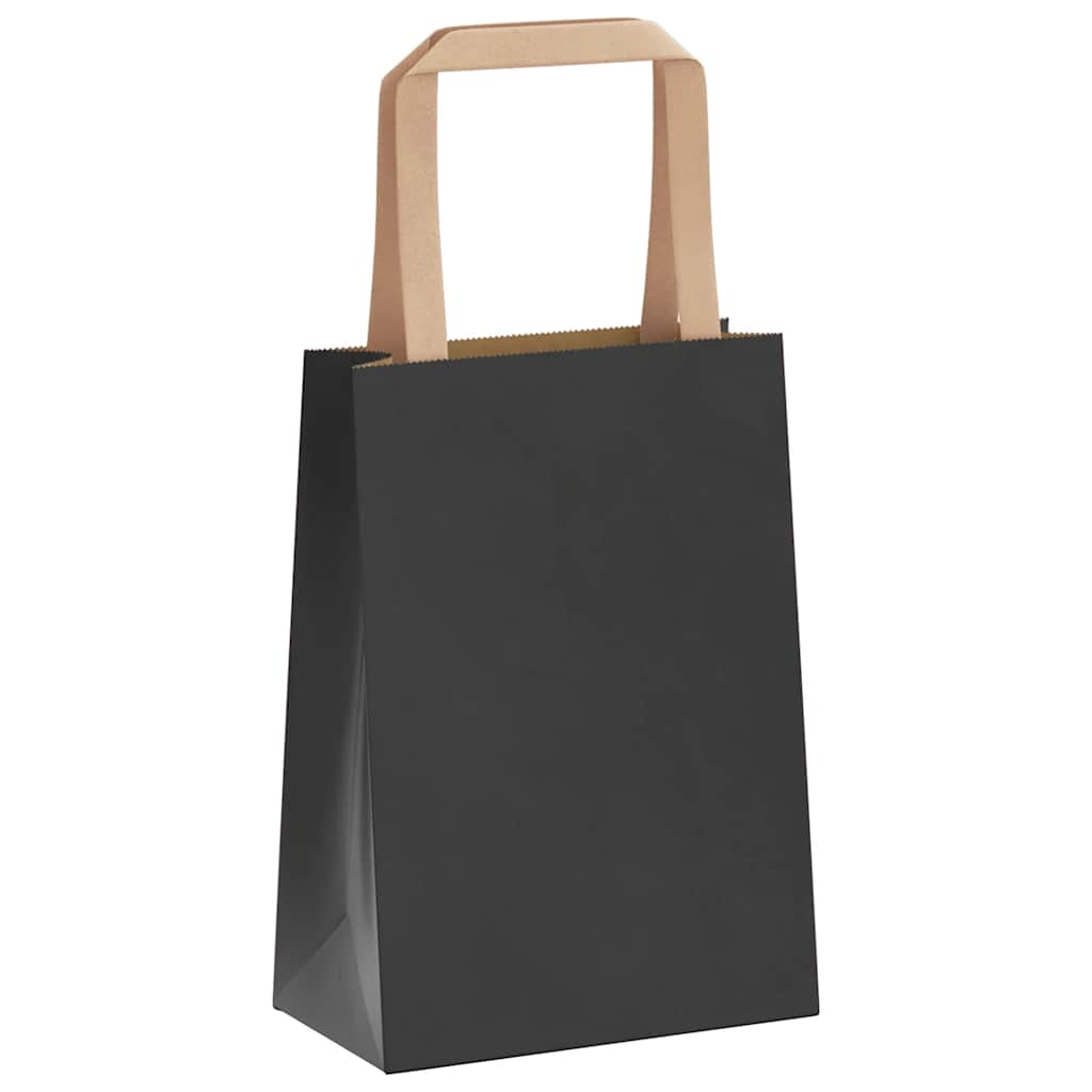 Papiertragetaschen 250 Stk. mit Henkeln Schwarz 15x8x21 cm
