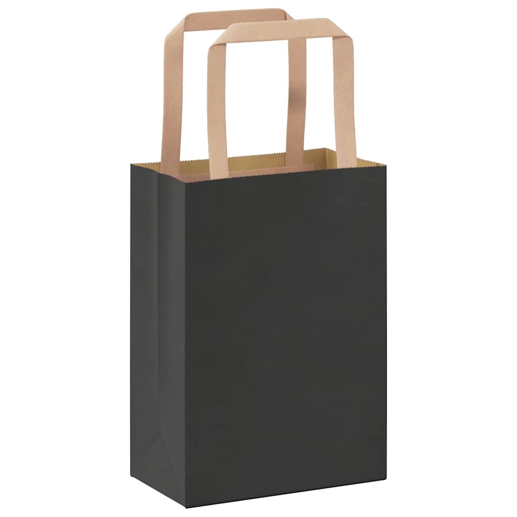 Papiertragetaschen 250 Stk. mit Henkeln Schwarz 15x8x21 cm
