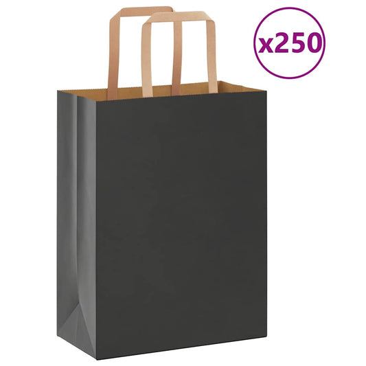 Papiertragetaschen 250 Stk. mit Henkeln Schwarz 21x11x28 cm
