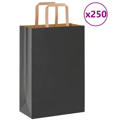 Papiertragetaschen 250 Stk. mit Henkeln Schwarz 21x11x31 cm