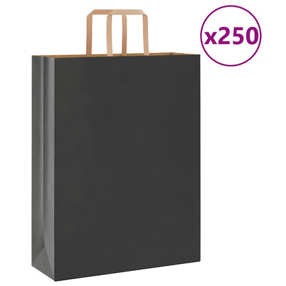 Papiertragetaschen 250 Stk. mit Henkeln Schwarz 32x12x42 cm