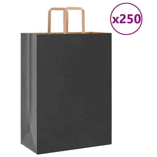 Papiertragetaschen 250 Stk. mit Henkeln Schwarz 32x17x44 cm