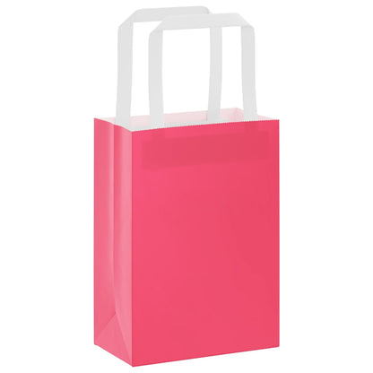 Papiertragetaschen 50 Stk. mit Henkeln Rosa 15x8x21 cm