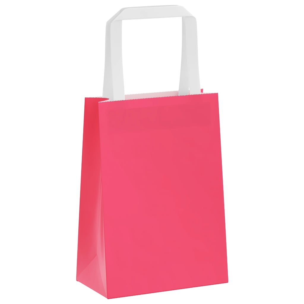 Papiertragetaschen 50 Stk. mit Henkeln Rosa 15x8x21 cm