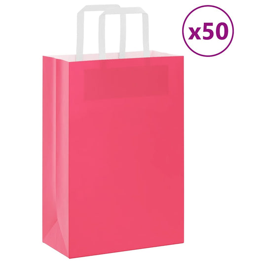 Papiertragetaschen 50 Stk. mit Henkeln Rosa 21x11x31 cm