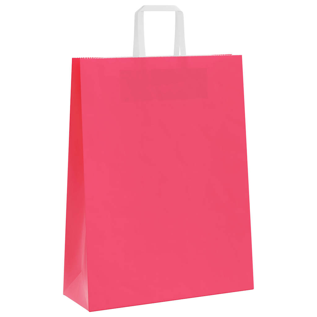 Papiertragetaschen 50 Stk. mit Henkeln Rosa 32x12x42 cm