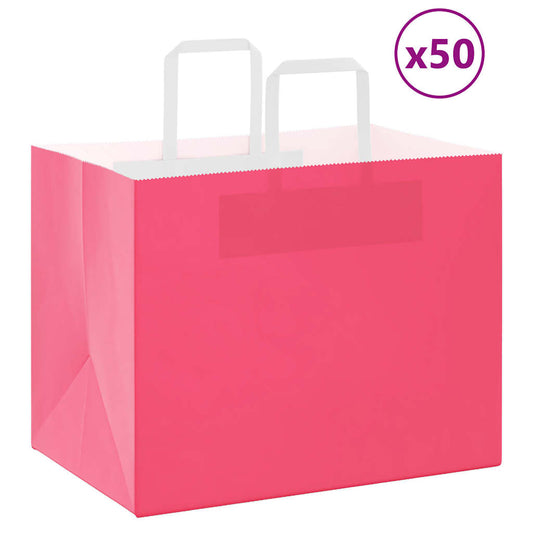 Papiertragetaschen 50 Stk. mit Henkeln Rosa 32x22x24 cm
