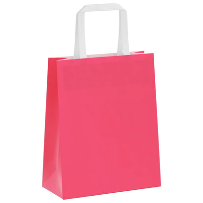 Papiertragetaschen 250 Stk. mit Henkeln Rosa 18x8x22 cm