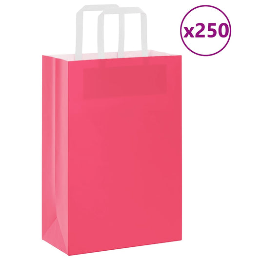 Papiertragetaschen 250 Stk. mit Henkeln Rosa 21x11x31 cm