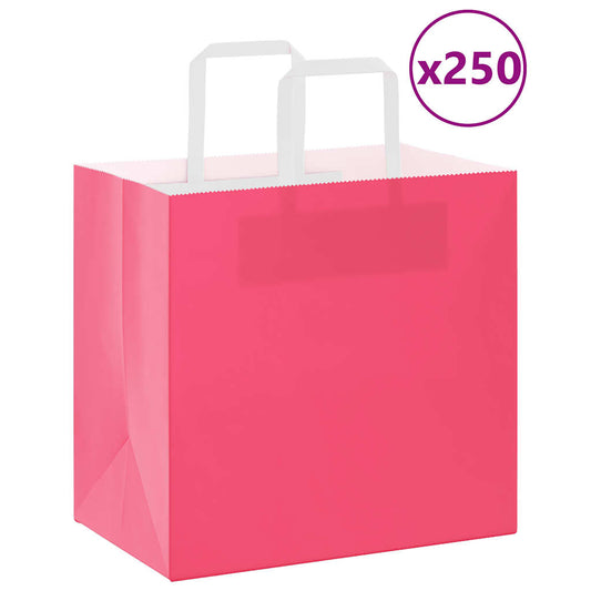 Papiertragetaschen 250 Stk. mit Henkeln Rosa 26x17x25 cm