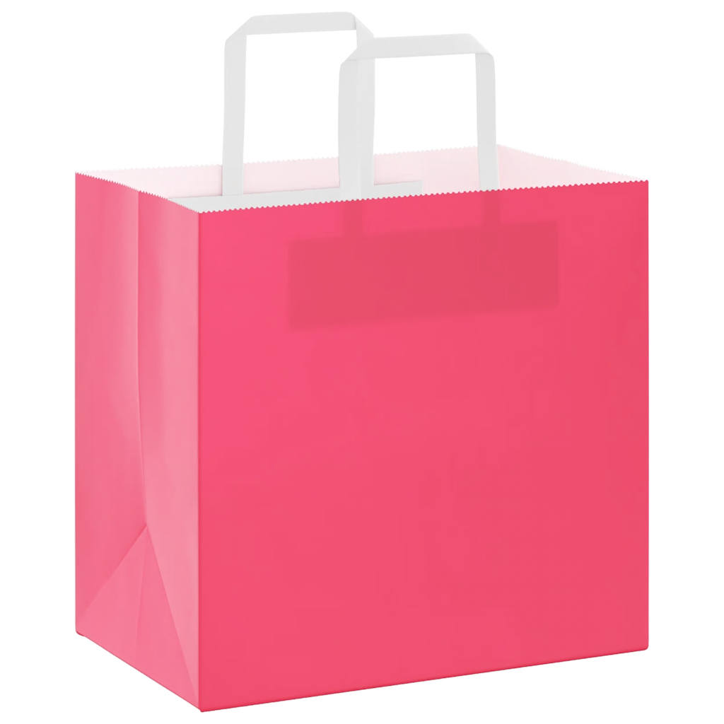 Papiertragetaschen 250 Stk. mit Henkeln Rosa 26x17x25 cm